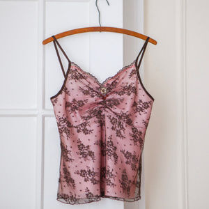 Silk Lace Camisole Top w/ beaded detail
